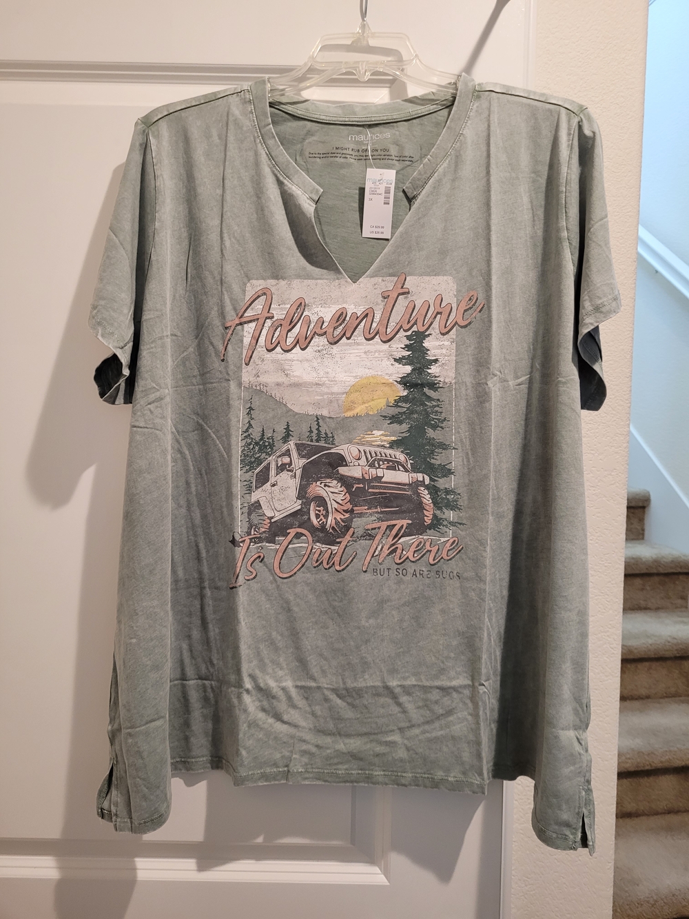 Maurices Sage Green V-neck Graphic Tee NWT - 3x